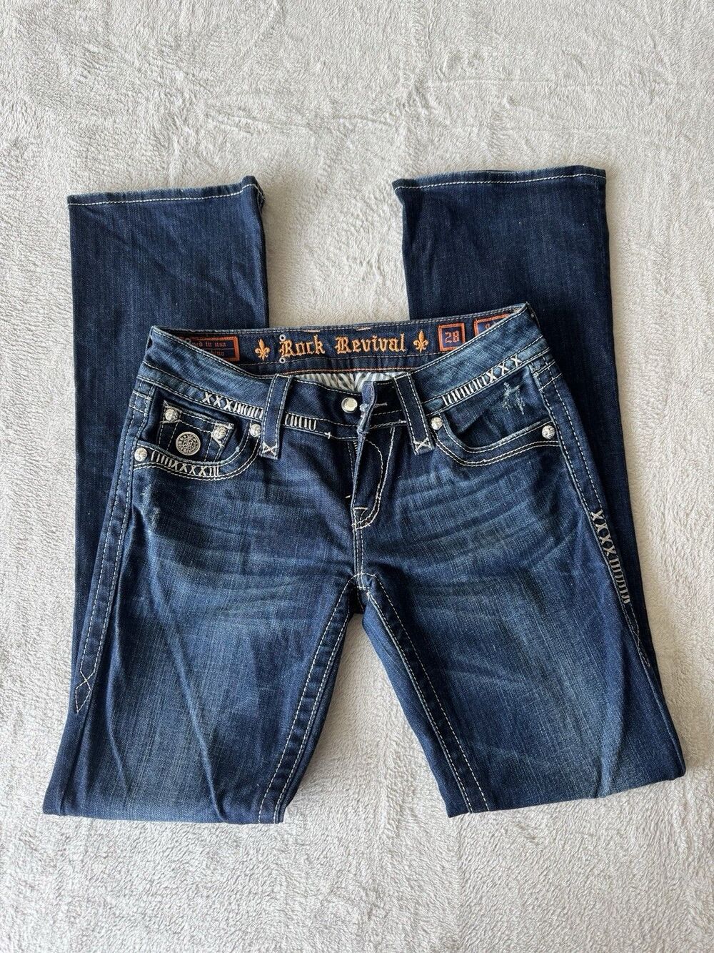 Rock Revival Womens Bootcut Jeans Dark Wash Stretch Denim Blue 5-Pocket - Picture 2 of 5